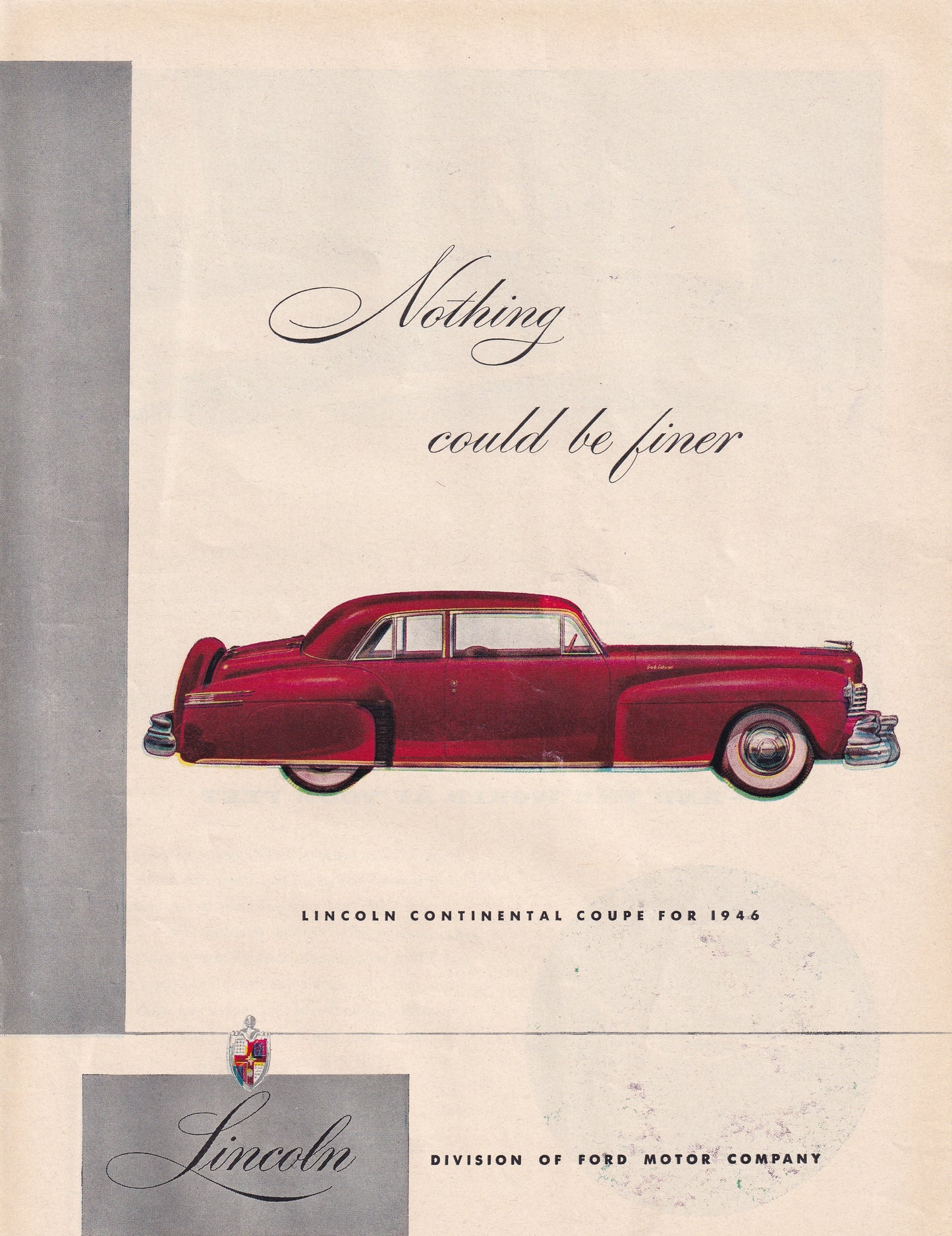 1946 Lincoln Continental Coupe Original Vintage Automobile Magazine Ad - Rare Americana