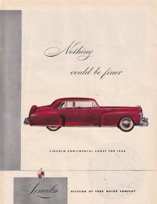 1946 Lincoln Continental Coupe Original Vintage Automobile Magazine Ad - Rare Americana