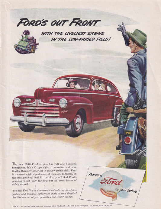 1946 Ford Out Front Original Vintage Automobile Magazine Ad - Rare Americana