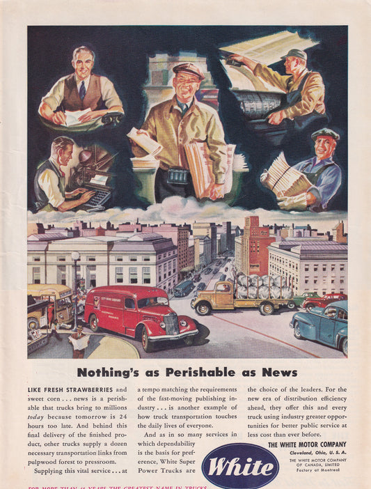 1946 Original Vintage Automobile Magazine Ad - Rare Americana - White Motor Company