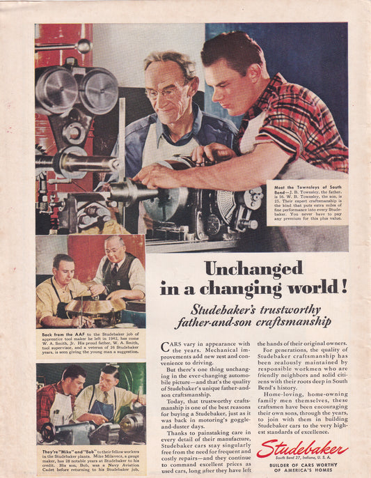 1946 Original Vintage Automobile Magazine Ad - Rare Americana - Studebaker Car