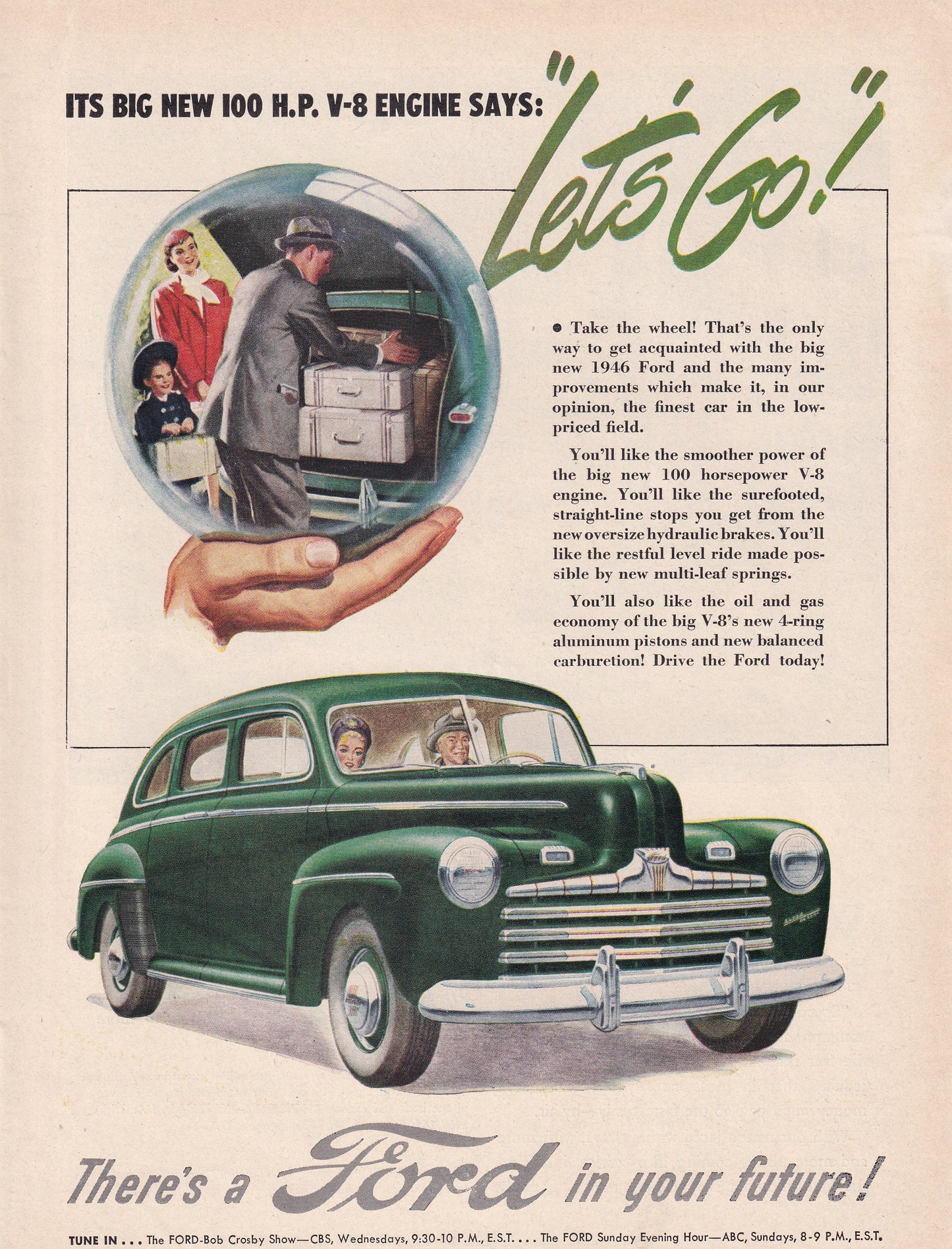 1946 Original Vintage Automobile Magazine Ad - Rare Americana - Ford is Your Future