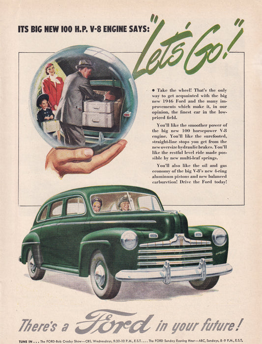 1946 Original Vintage Automobile Magazine Ad - Rare Americana - Ford is Your Future