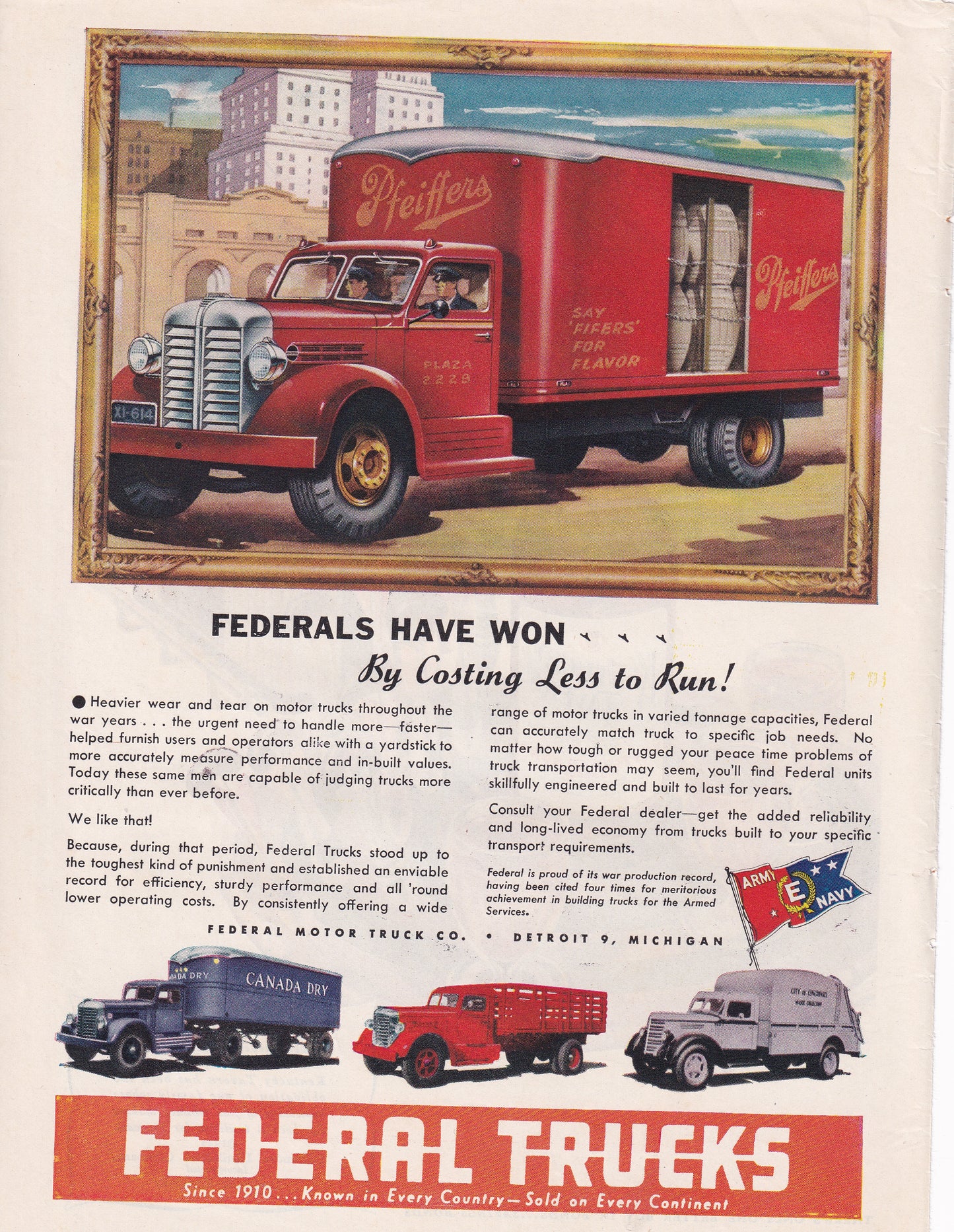 1946 Original Vintage Automobile Magazine Ad - Rare Americana - Federal Trucks