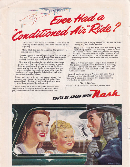 1946 Original Vintage Automobile Magazine Ad - Rare Americana - Nash Auto