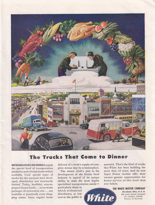 1946 Original Vintage Automobile Magazine Ad - Rare Americana - White Trucks Motor Company