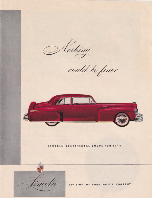 1946 Original Vintage Automobile Magazine Ad - Rare Americana - Lincoln Continental Coupe