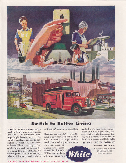1946 Original Vintage Automobile Magazine Ad - Rare Americana - White Motor Company Trucks