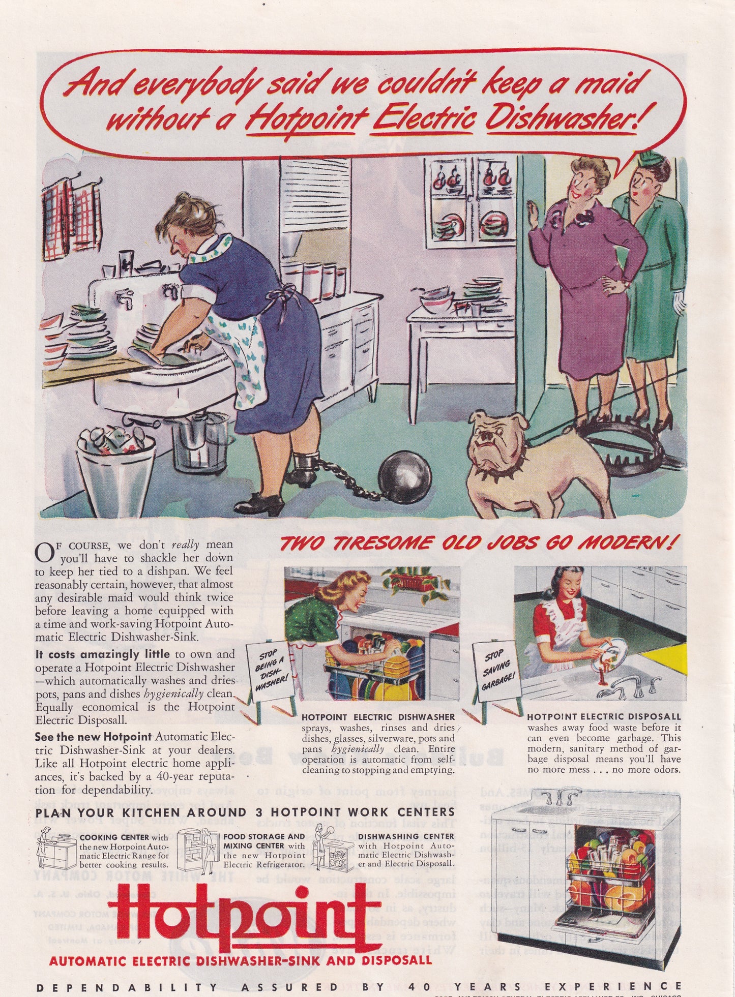 1946 SEXIST Hotpoint Dishwasher Wife Savers Original Vintage Ad - Rare Americana