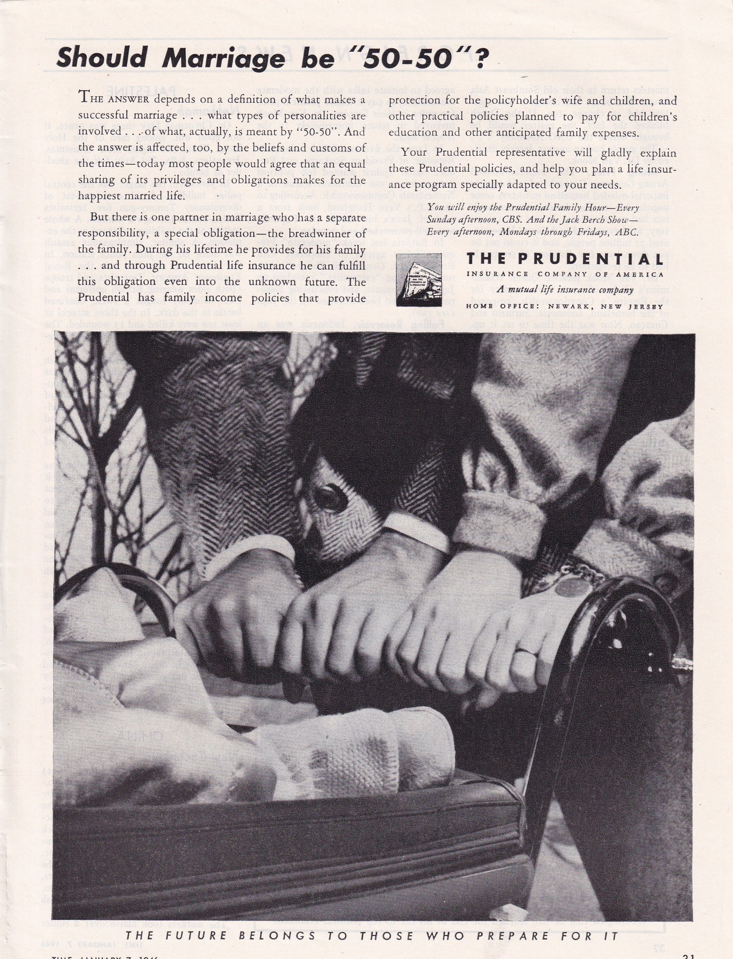 1946 Sexist Original Vintage Magazine Ad - Rare Americana Prudential Insurance Should Marriage be 50/50
