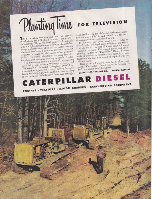 1946 Original Vintage Magazine Ad - Rare Americana - Caterpillar Diesel Excavators Dozers