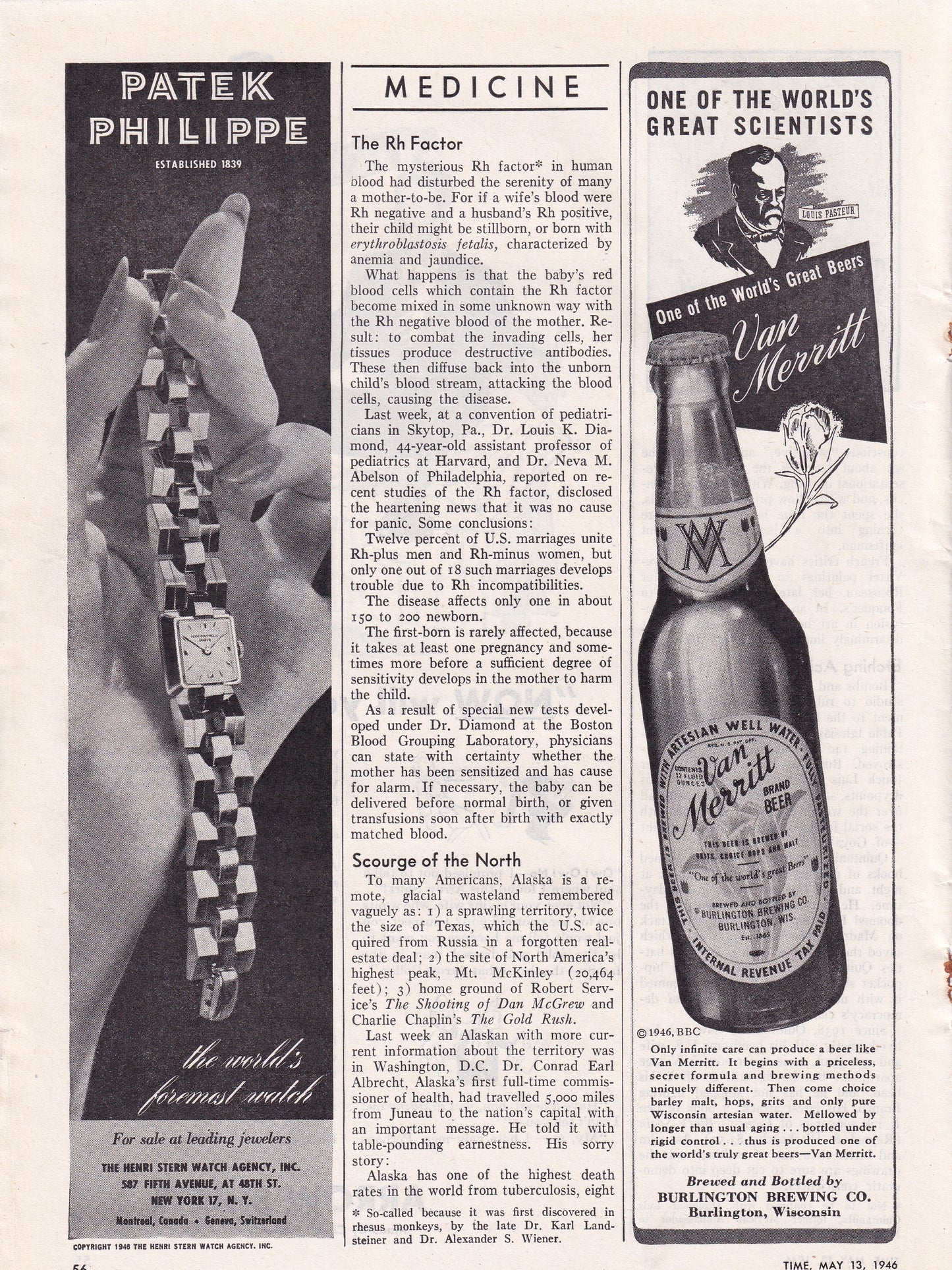 1946 Original Vintage Magazine Ad - Rare Americana - Patek Phillipe Watch