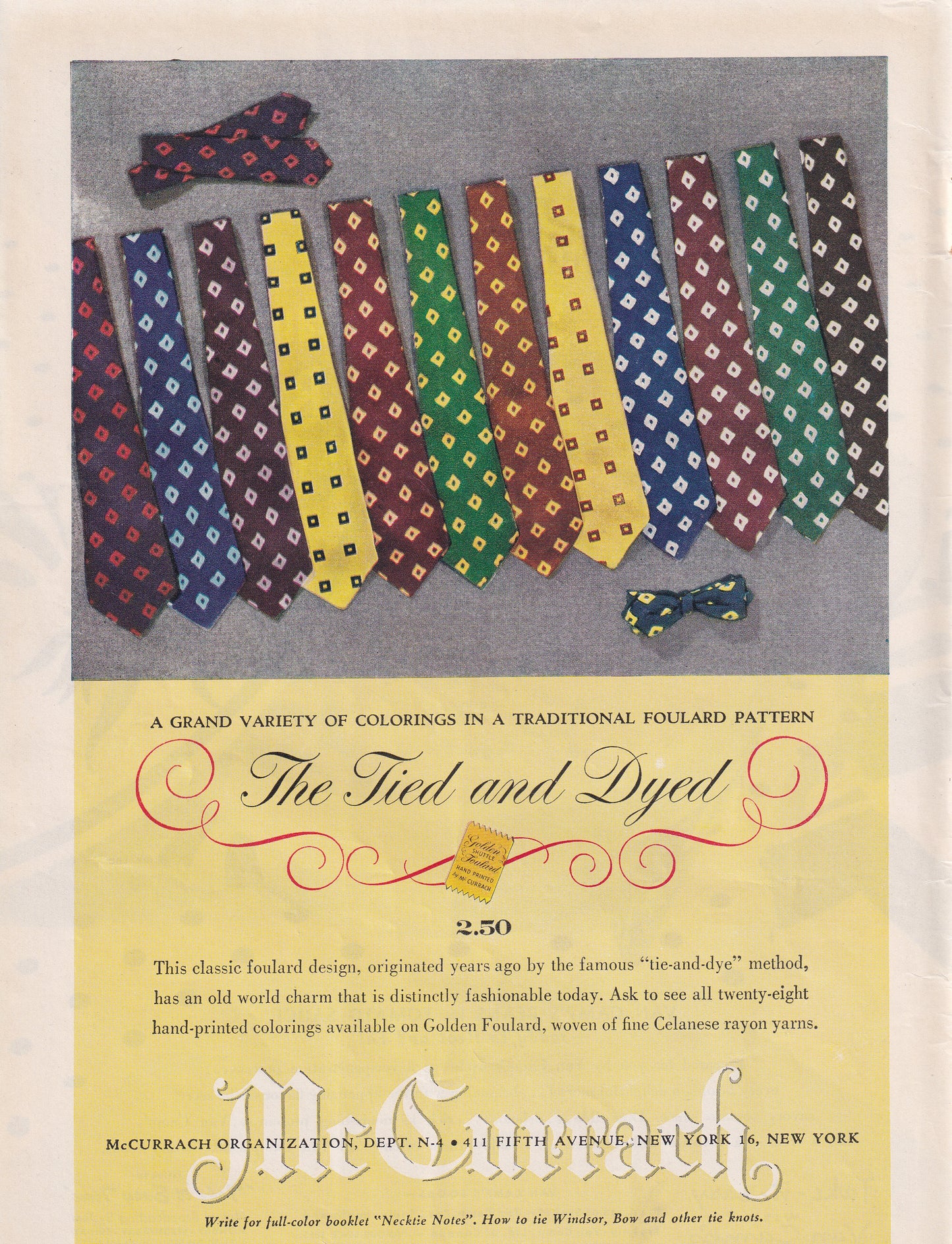1946 Original Vintage Magazine Ad - Rare Americana - McCurrach Fashion Men's Ties