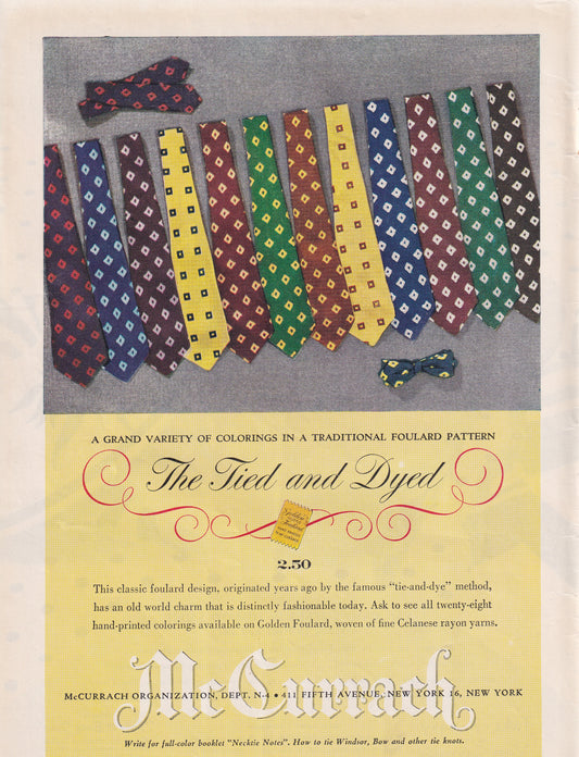 1946 Original Vintage Magazine Ad - Rare Americana - McCurrach Fashion Men's Ties