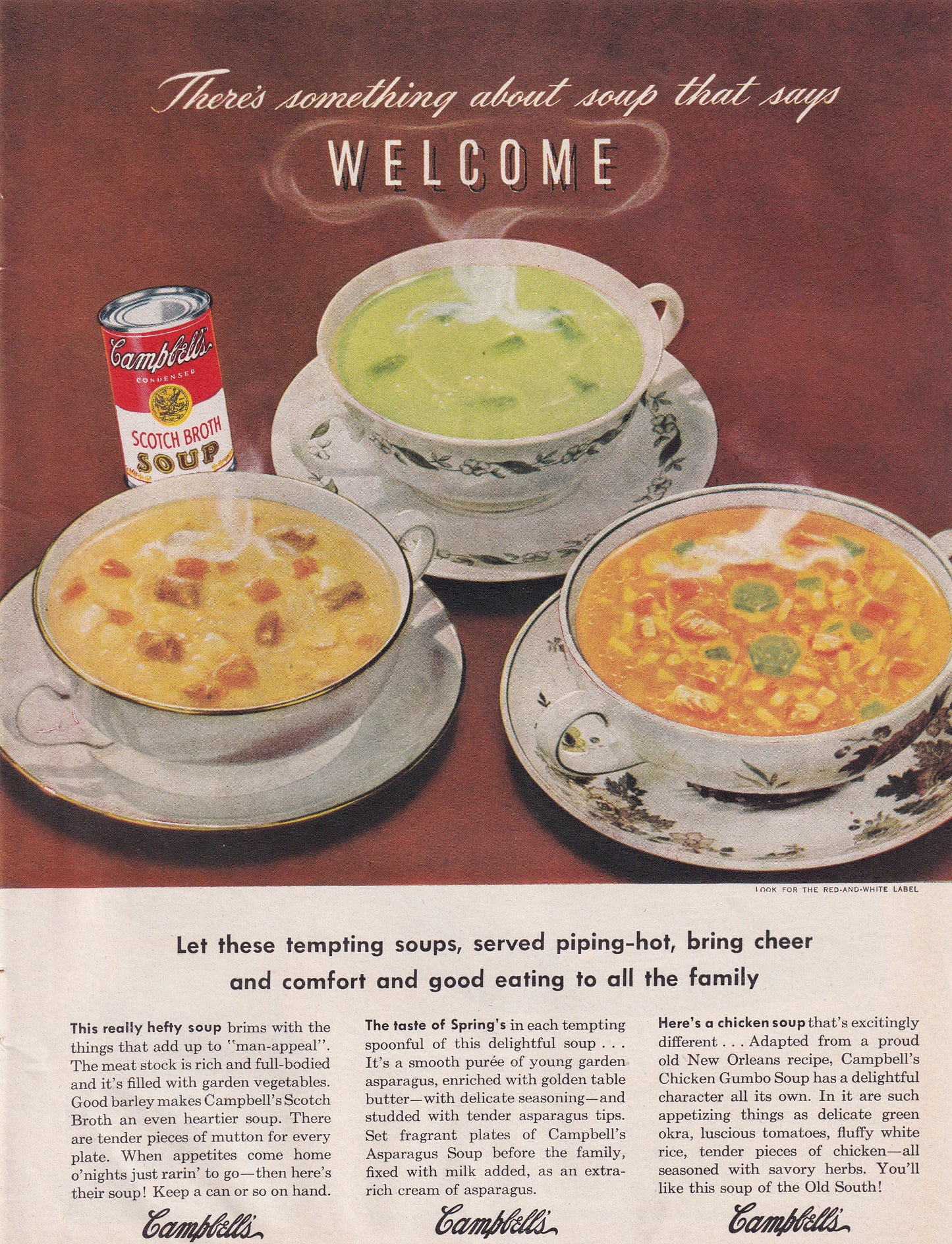 1946 Original Vintage Magazine Ad - Rare Americana - Campbell's Scotch Broth Soup