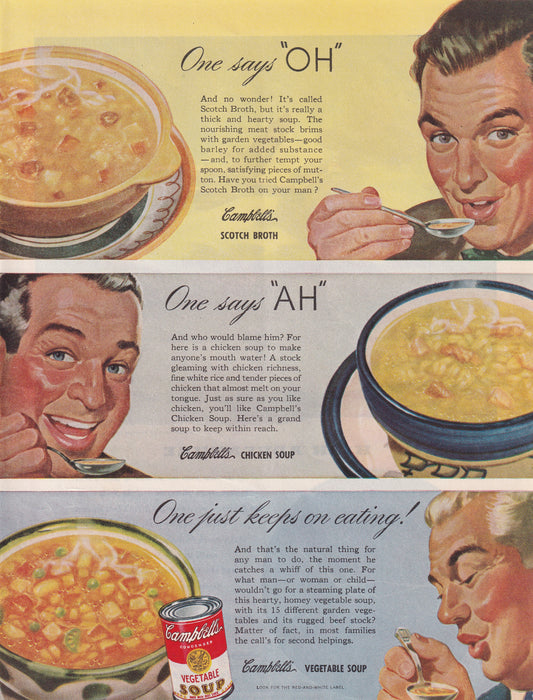 1946 Original Vintage Magazine Ad - Rare Americana - Campbell's Soup Chicken Broth