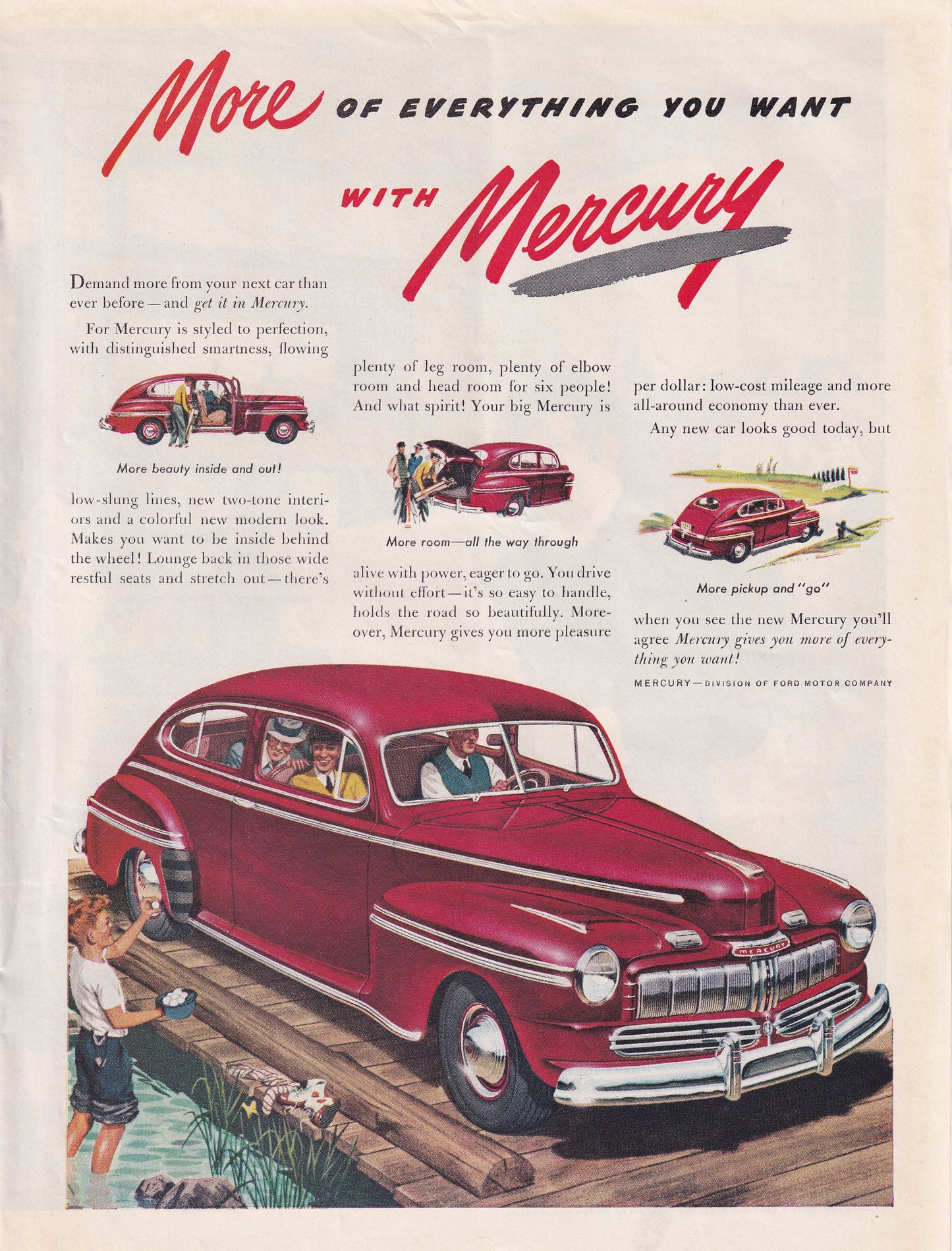 1946 Original Vintage Magazine Ad - Rare Americana - Mercury More of Everything You Want With Mercury