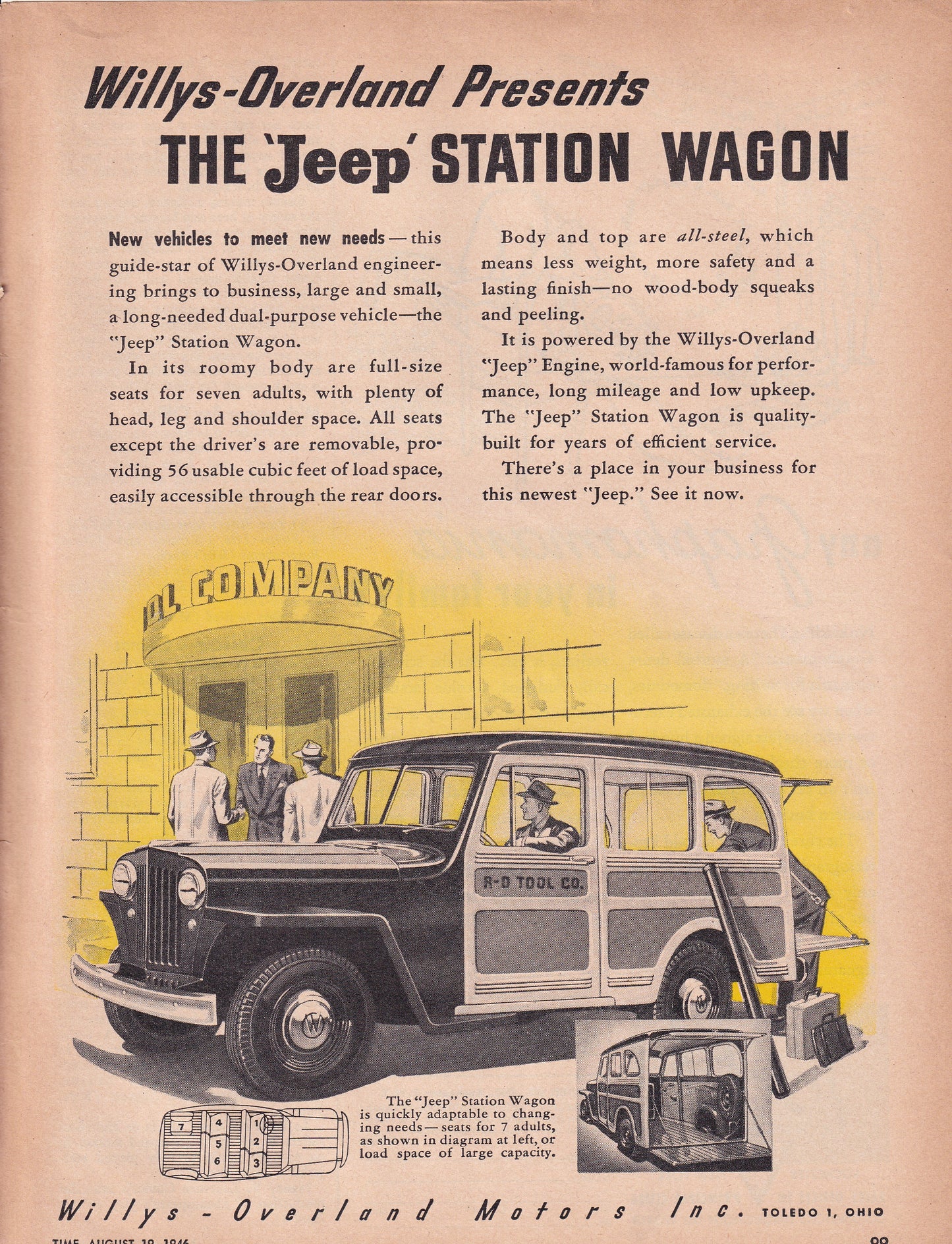 1946 Original Vintage Magazine Ad - Rare Americana - Willys Overland Jeep Station Wagon