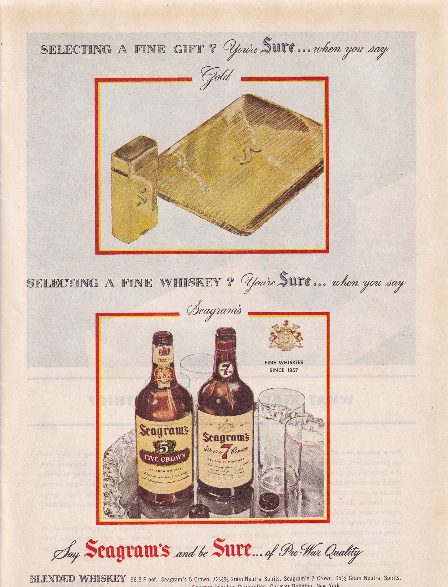 1946 Original Vintage Magazine Ad - Rare Americana - Seagram's 5 & 7 Whiskey Selecting a Fine Gift