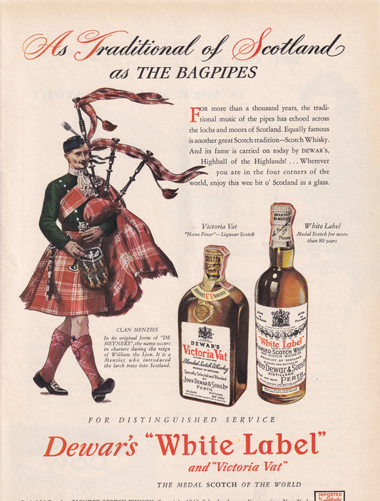1946 Original Vintage Magazine Ad - Rare Americana - DeWar's White Label Whiskey Victoria Vat