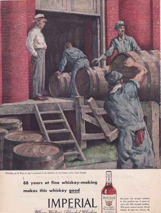 1946 Original Vintage Magazine Ad - Rare Americana - Imperial Hiram Walker Whiskey Rack House Loading Dock
