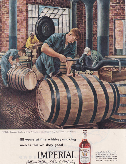 1946 Original Vintage Magazine Ad - Rare Americana - Imperial Hiram Walker 88 Years at Fine Whiskey Making
