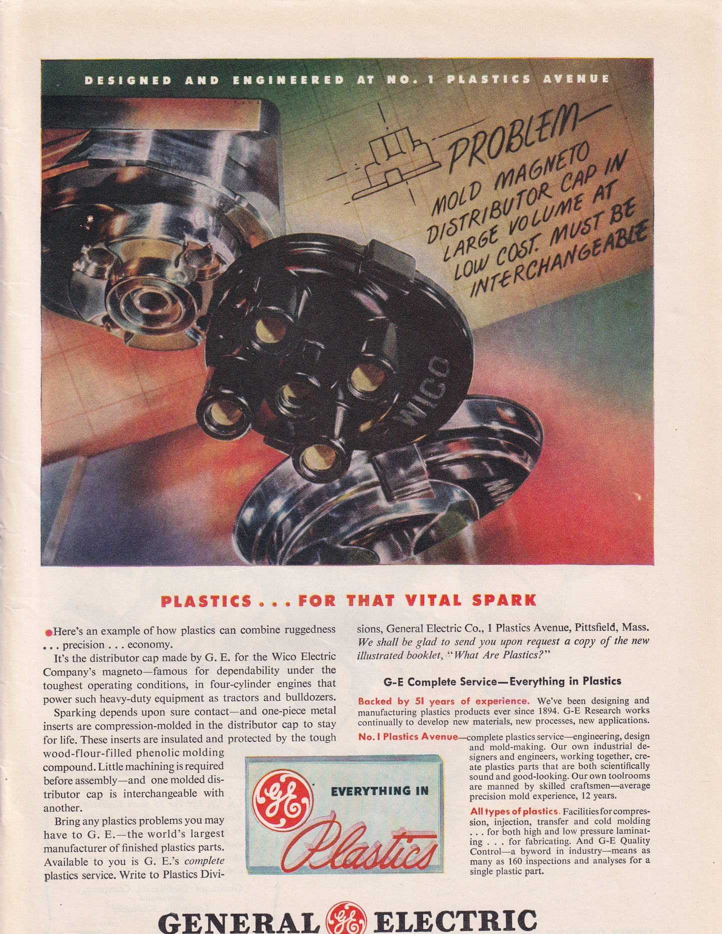 1946 Original Vintage Magazine Ad - Rare Americana - General Electric Everything in Plastics
