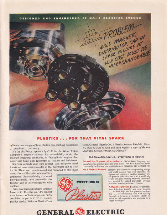 1946 Original Vintage Magazine Ad - Rare Americana - General Electric Everything in Plastics