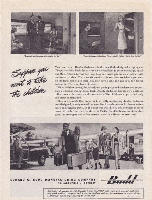 1946 Original Vintage Magazine Ad - Rare Americana - Edward Budd Manufacturing Company