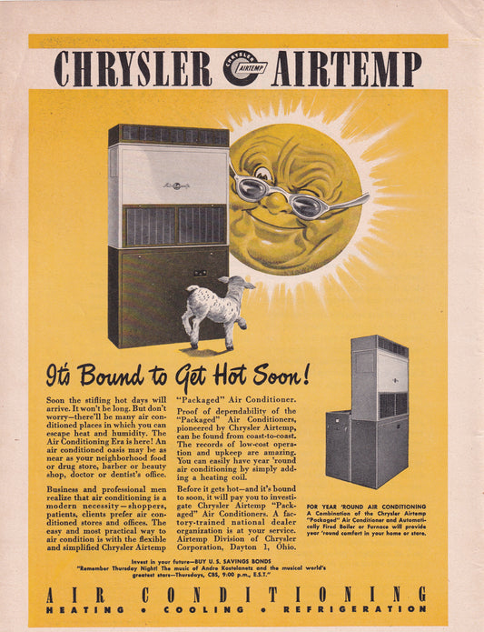1946 Original Vintage Magazine Ad - Rare Americana - Chrysler Airtemp Air Conditioning
