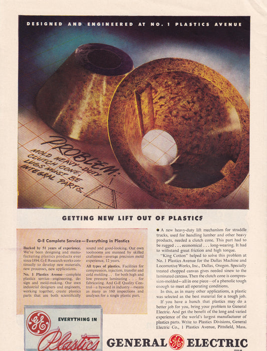 1946 Original Vintage Magazine Ad - Rare Americana - General Electric GE New Life Out of Plastics