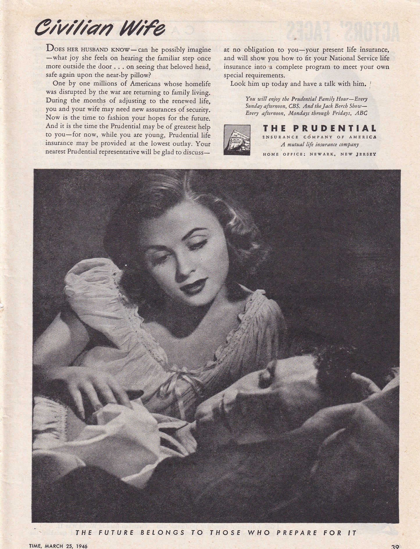 1946 Original Vintage Magazine Ad - Rare Americana - Civilian Wife The Prudential Insurance