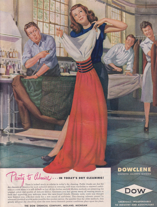 1946 Original Vintage Magazine Ad - Rare Americana - Dow Dowclene Dry Cleaners Plenty to Admire