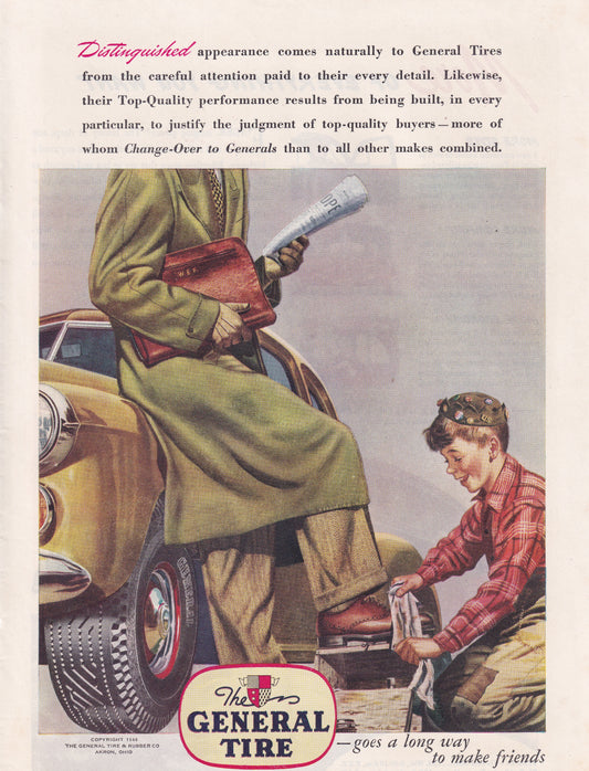 1946 Original Vintage Magazine Ad - Rare Americana - General Tire Shoe Shine Boy 2