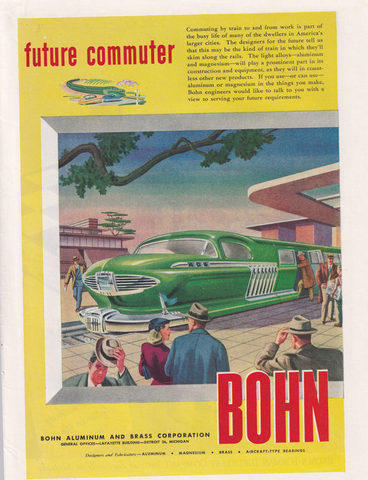 1946 Original Vintage Magazine Ad - Rare Americana - Bohn Aluminum and Brasss Future Commuter Monorail 2