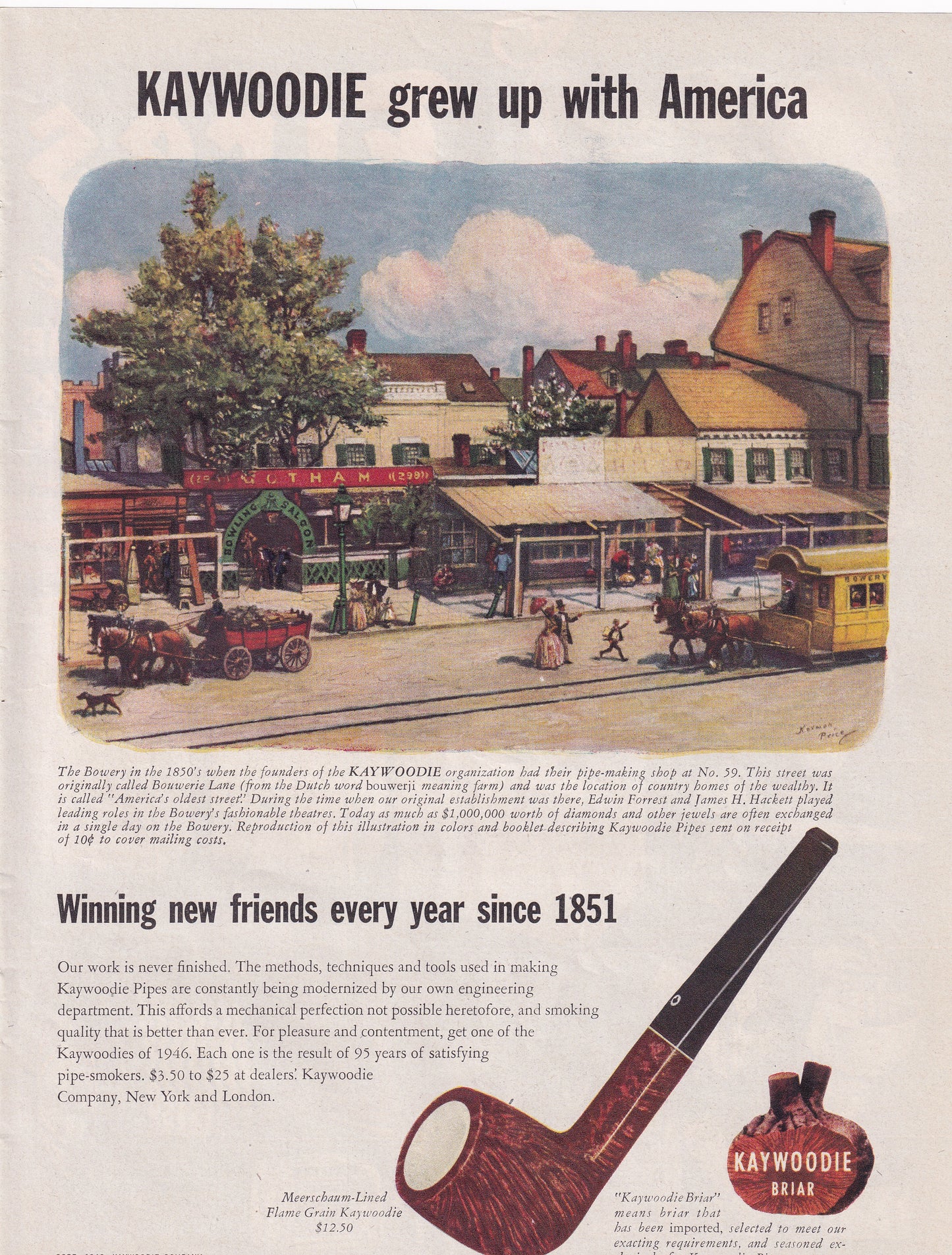 1946 Original Vintage Magazine Ad - Rare Americana - Kaywoodie Briar Smoking Pipe