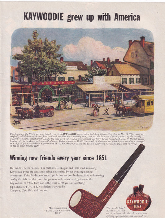 1946 Original Vintage Magazine Ad - Rare Americana - Kaywoodie Briar Smoking Pipe