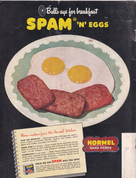 1946 Original Vintage Magazine Ad - Rare Americana - Hormel Canned Spam n Eggs