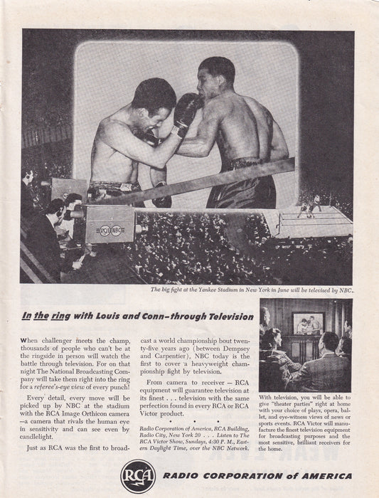 1946 Original Vintage Magazine Ad - Rare Americana - RCA Radio Corporaton of America Joe Louis Heavyweight Boxing Champion