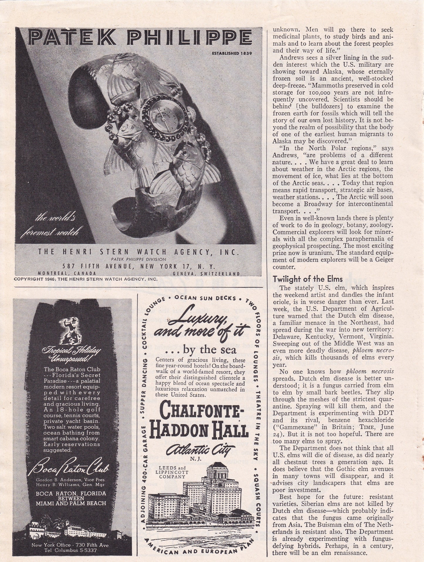 1946 Original Vintage Magazine Ad - Rare Americana - Patek Philippe Luxury Watches