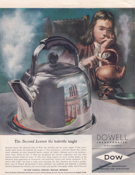 1946 Original Vintage Magazine Ad - Rare Americana - Dow Dowell Incorporated Teakettle