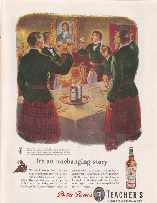 1946 Original Vintage Magazine Ad - Rare Americana - Teachers Whiskey An Unchanging Story
