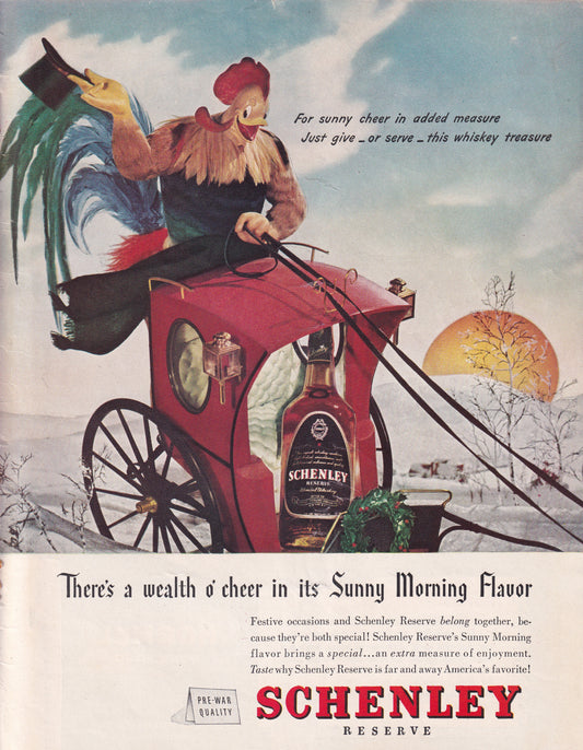 1946 Original Vintage Schenley Whiskey Rooster - Rare Americana
