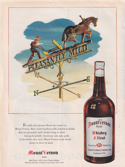 1946 Original Vintage Mount Vernon Whiskey - Rare Americana