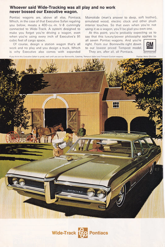 1969 Original Vintage Magazine Ad - Pontiac Executive Safari Station Wagon