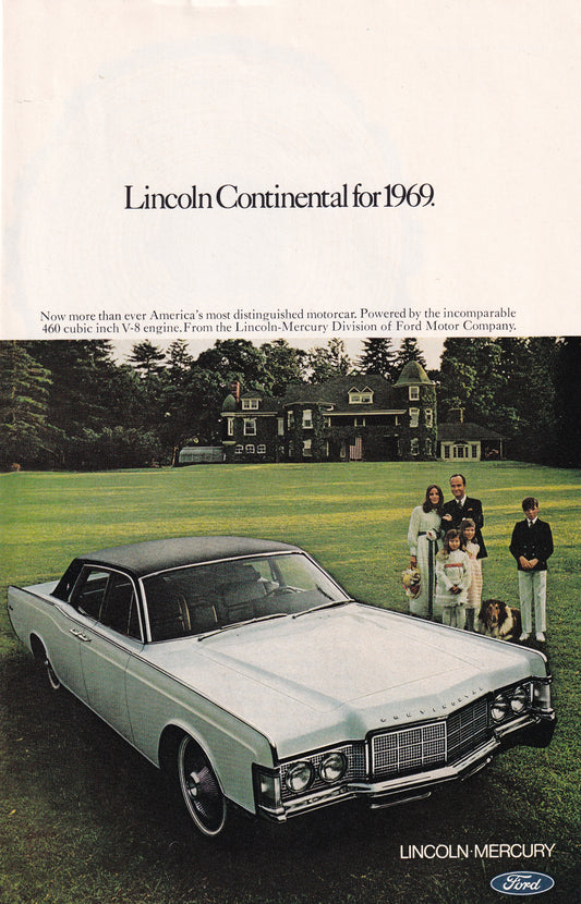 1969 Original Vintage Magazine Ad - Lincoln Continental - America's Most Distinguished Car