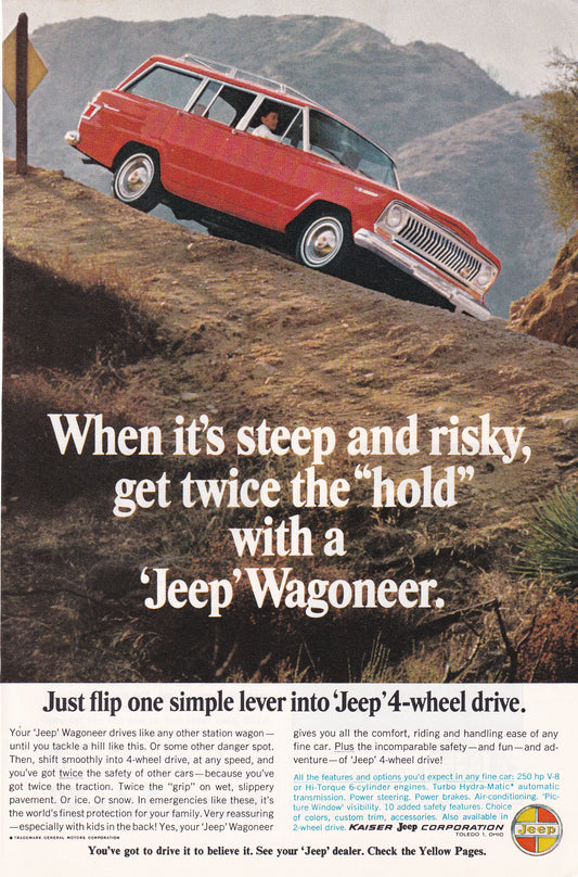 1966 Original Vintage Magazine Ad - Jeep Wagoneer - Get Twice the Hold