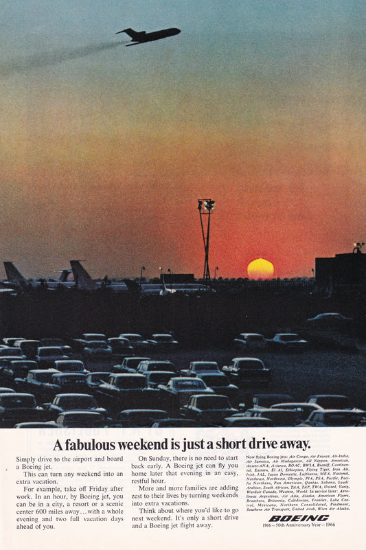 1966 Original Vintage Magazine Ad - Boeing Jet - 50th Anniversary