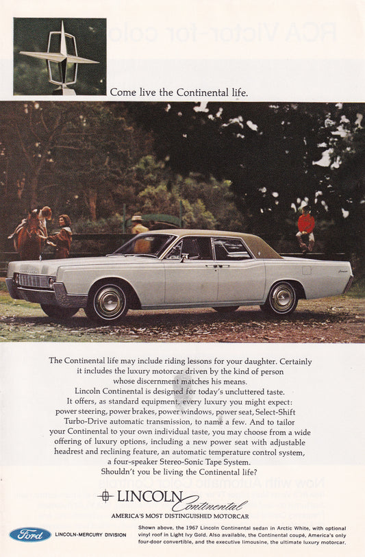 1966 Original Vintage Magazine Ad - Lincoln Continental Suicide Doors