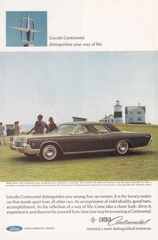 1966 Original Vintage Magazine Ad - Lincoln Continental - Four Door Convertible